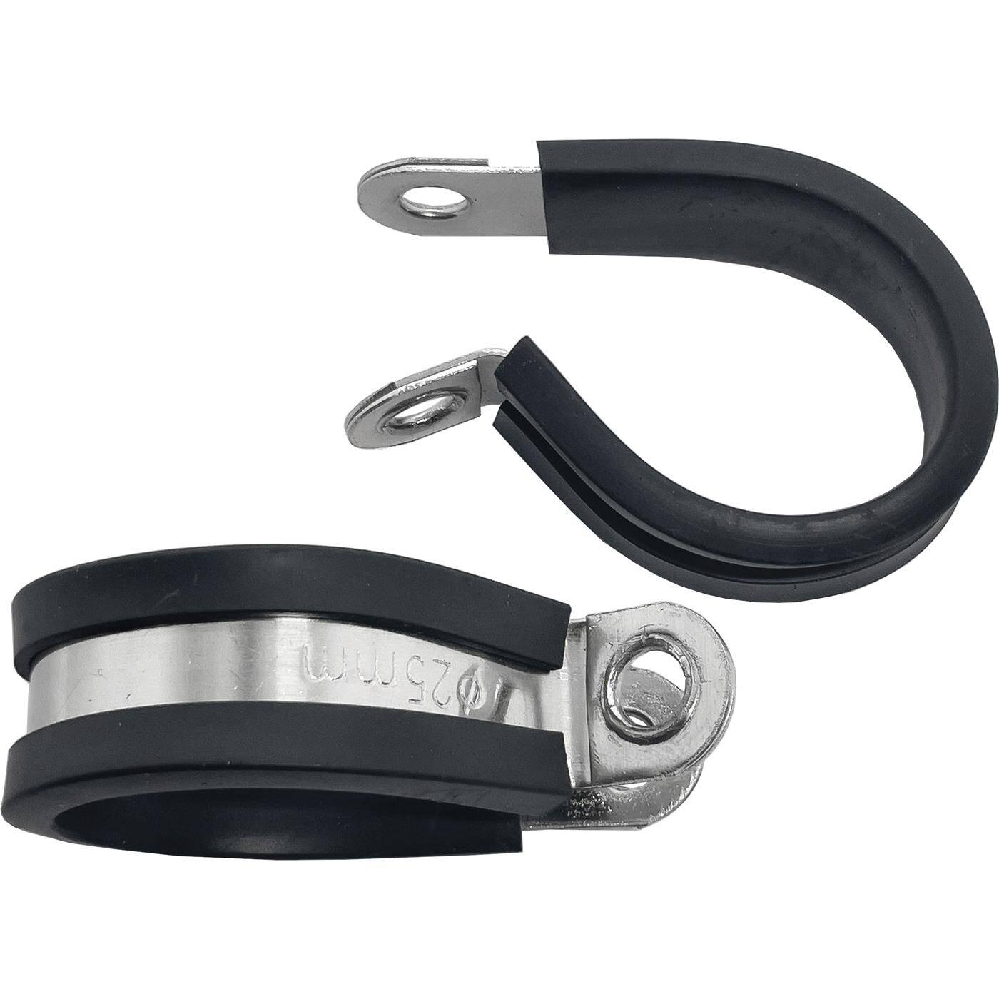 10x P-Clip Leitungsschelle Edelstahl V2A mit Gummi 25mm Rohrschelle Befestigungsschelle