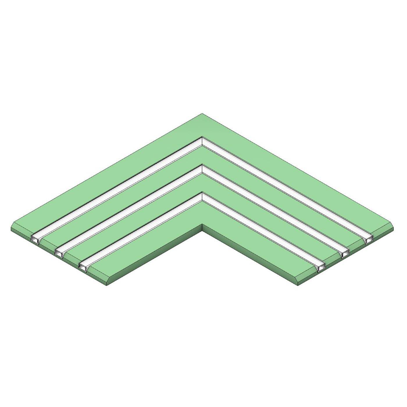 LED Trockenbau Paneel L-Form 3-läufig für 12mm Streifen