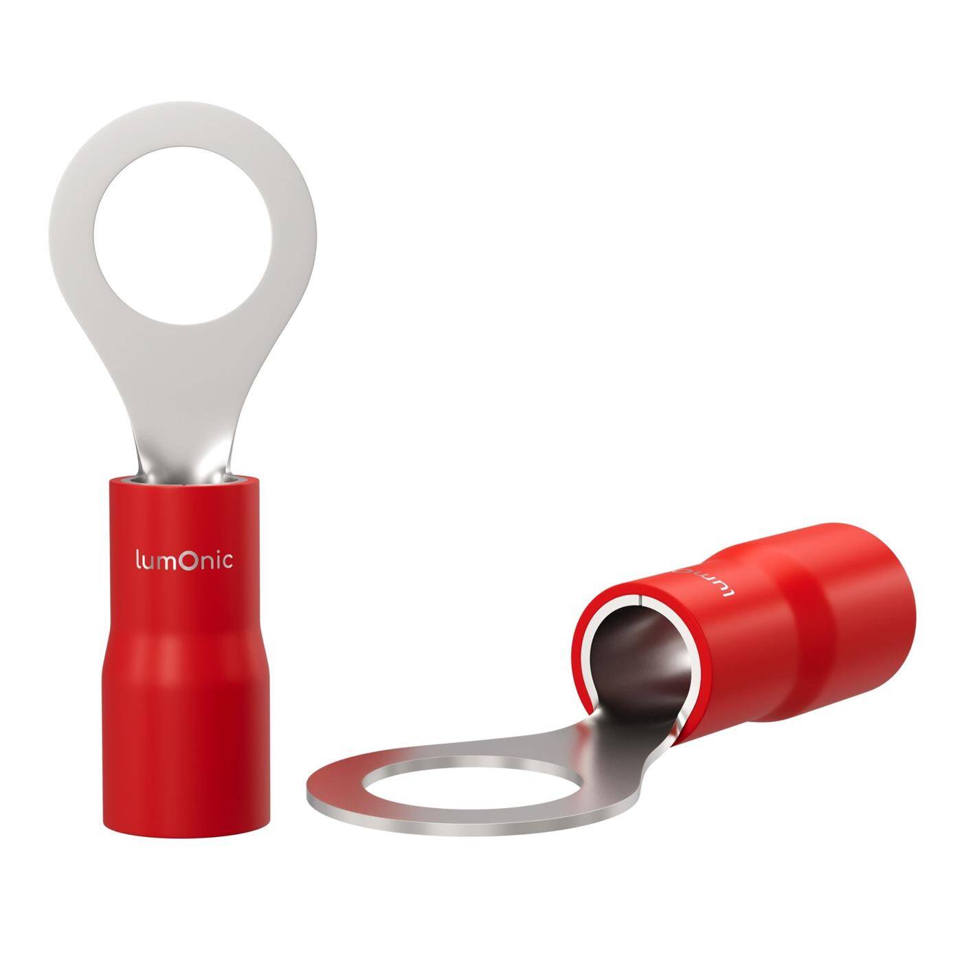 Lumonic 25x Ring cable lug 0,5-1,5mm² Partially insulated | M5 | Tinned copper | Secure cable connection without soldering | Set, crimp cable lug, crimp connector, eyelet | Motor vehicle, mechanical engineering, motorhome, battery