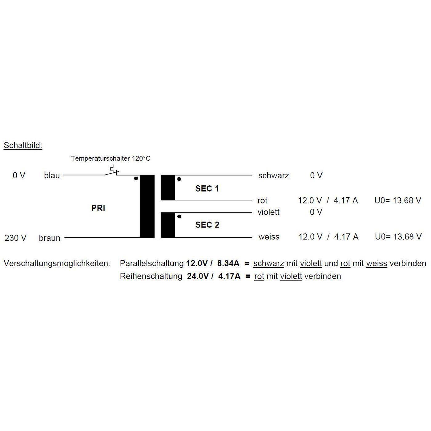 Lumonic Ringkerntrafo Transformator 100VA 2x12V für Audio, Industrie, Halogen und Schienensysteme - 230V Eingangsspannung - 24V Sekundärspannung - Modell RSO-825026