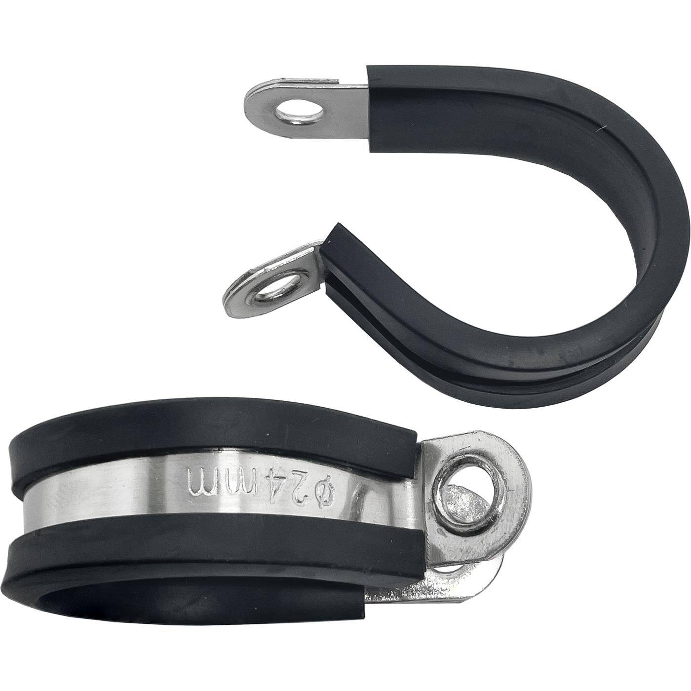 5x P-Clip Leitungsschelle Edelstahl V2A mit Gummi 24mm Rohrschelle Befestigungsschelle