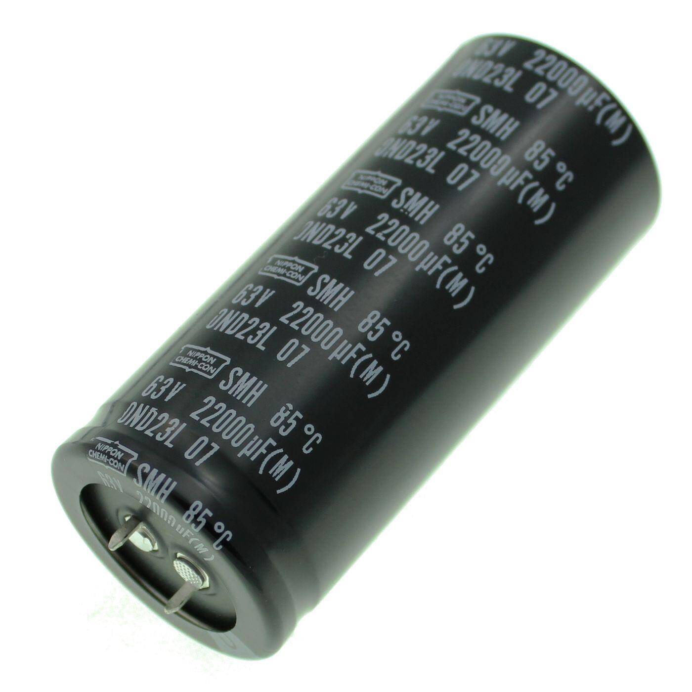 Snap-In Elko Kondensator 22000µF 63V | Elektrolytkondensator bis zu einer Temperatur von 85°C | 35x80mm | 22000uF ESMH630VSN223MA80T United Chemi-Con