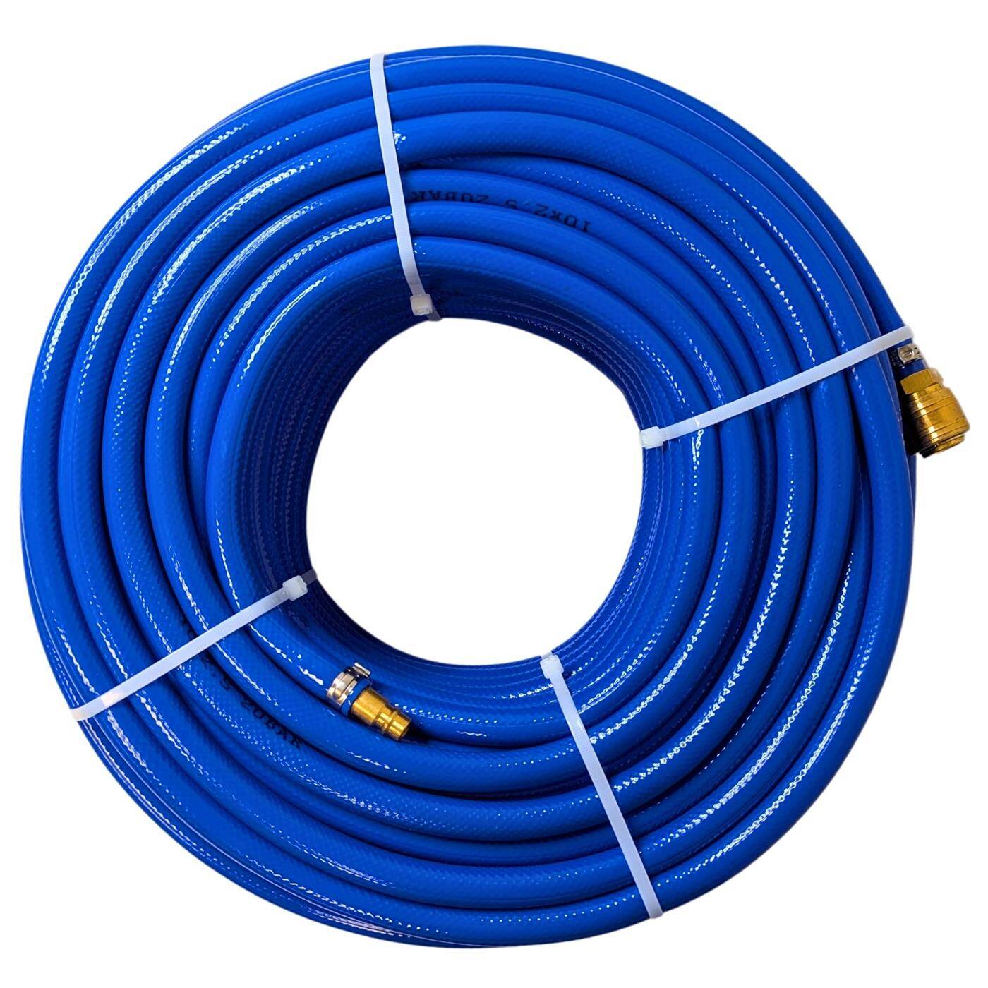 50m Druckluftschlauch mit Schnellkupplung 9mm PVC Druckluftverlängerung Dose & Stecker fertig konfektioniert flexibel, abriebfest und gewebeverstärkt