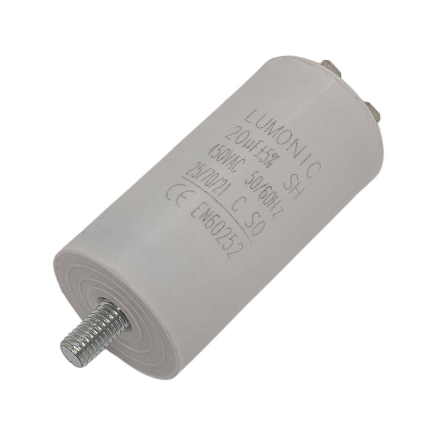 Anlaufkondensator 20µF 450V mit Stecker 6,3x0,8mm 38x75mm 20uF Motorkondensator mit Kunststoffgehäuse