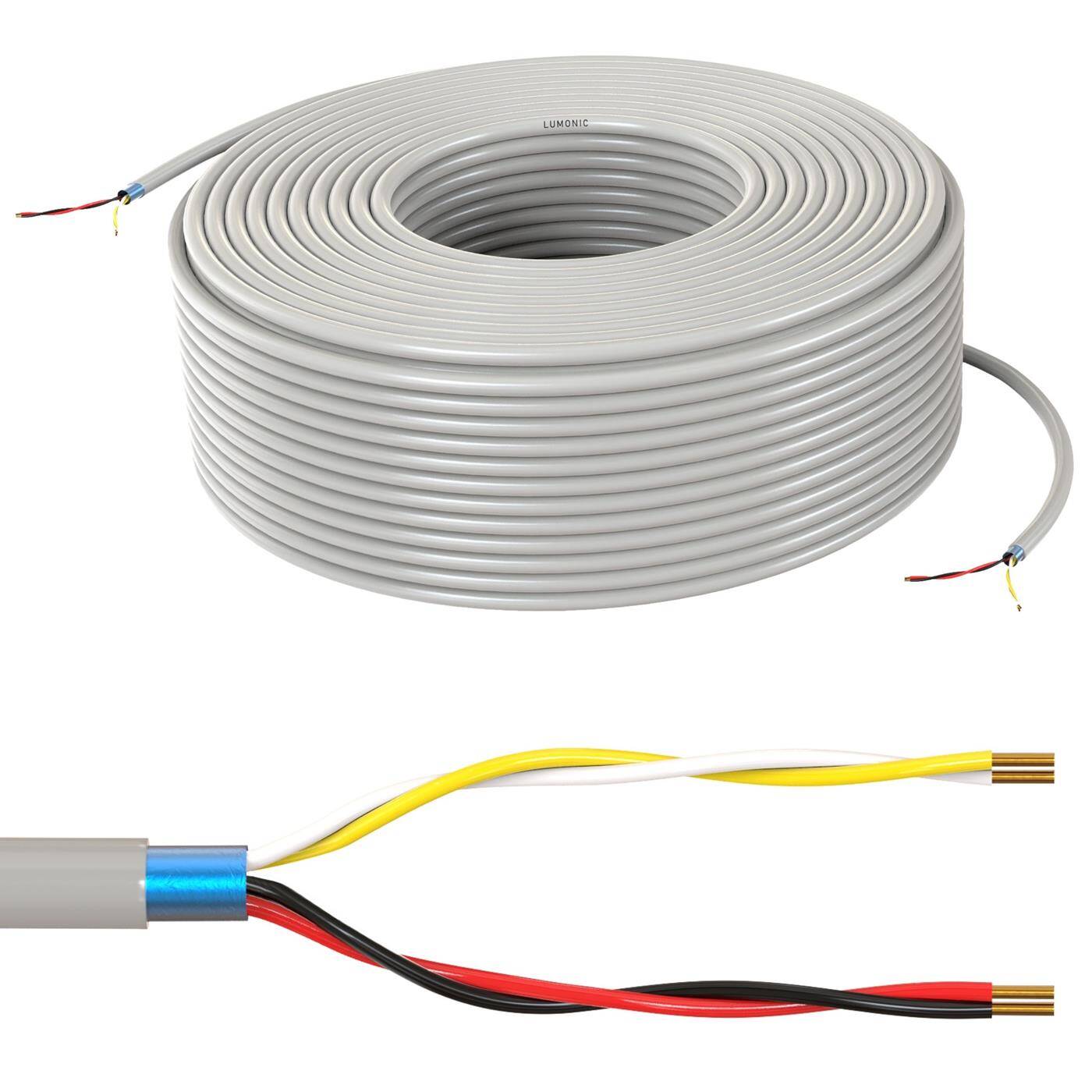 100m Telephone cable 2x2x0,6mm JYSTY color-coded & shielded Telecommunication cable, Telephone connection cable