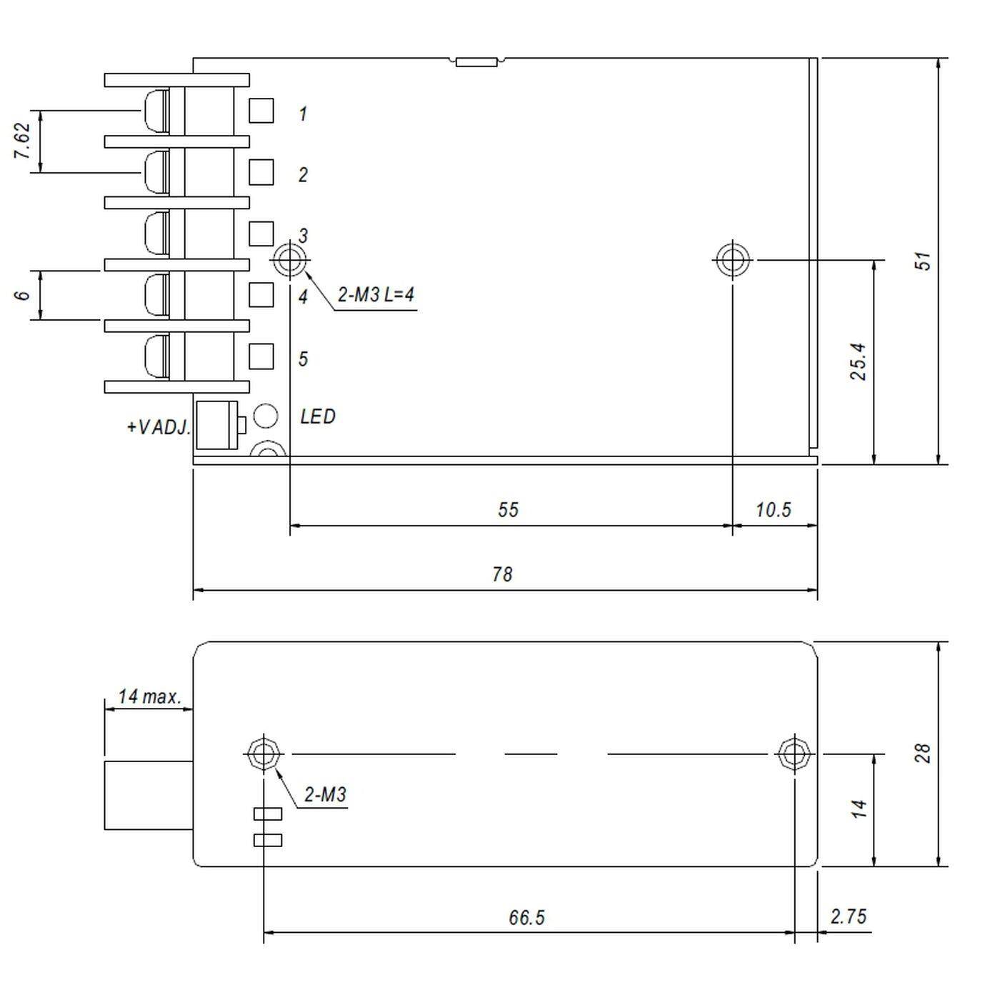 RS-25-15 25W 15V 1,7A Industrielles Netzteil