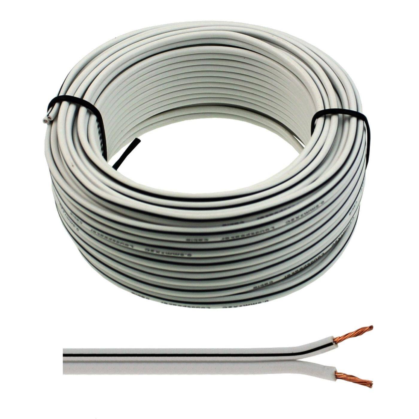 10m Lautsprecherkabel 2x 0,5mm² Weiß Audiokabel Boxenkabel