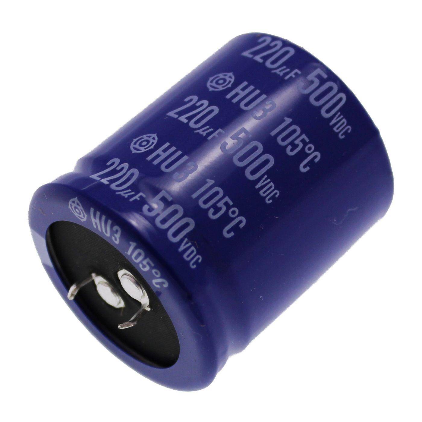 Snap-In Elko Capacitor 220µF 500V | Electrolytic capacitor up to a temperature of 105°C | 35x40mm | 220uF HU32H221MCAS5 Hitachi