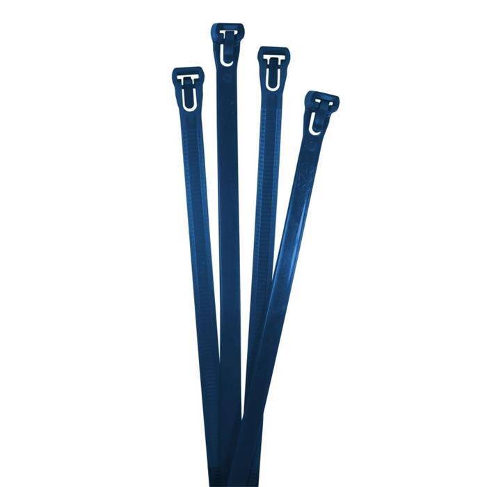 100x Cable tie Reusable 250 x 7,6mm Blue 22kg PA6.6 Polyamide Industrial quality