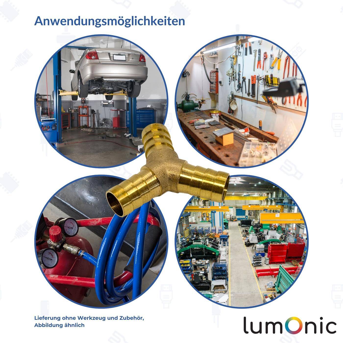 Y-Schlauchverbinder für 13mm (1/2") Schlauch aus Messing Y-Verbinder Y-Stück mit Dornenprofil Druckluft & Wasser für Werkstätten, Betriebe und Heimwerker