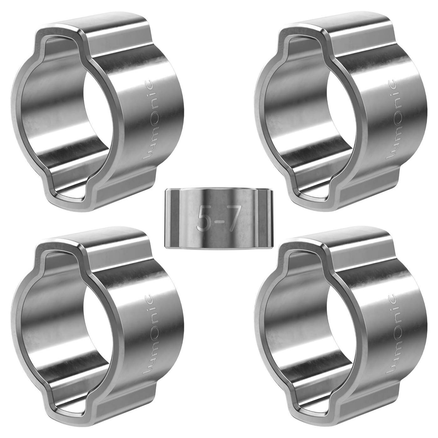 Lumonic I 5x 2-ear clip 5-7mm I V2A Stainless steel I Two-ear clamp I Hose clamp I for Compressed air, Pipe systems, Garden, CAR