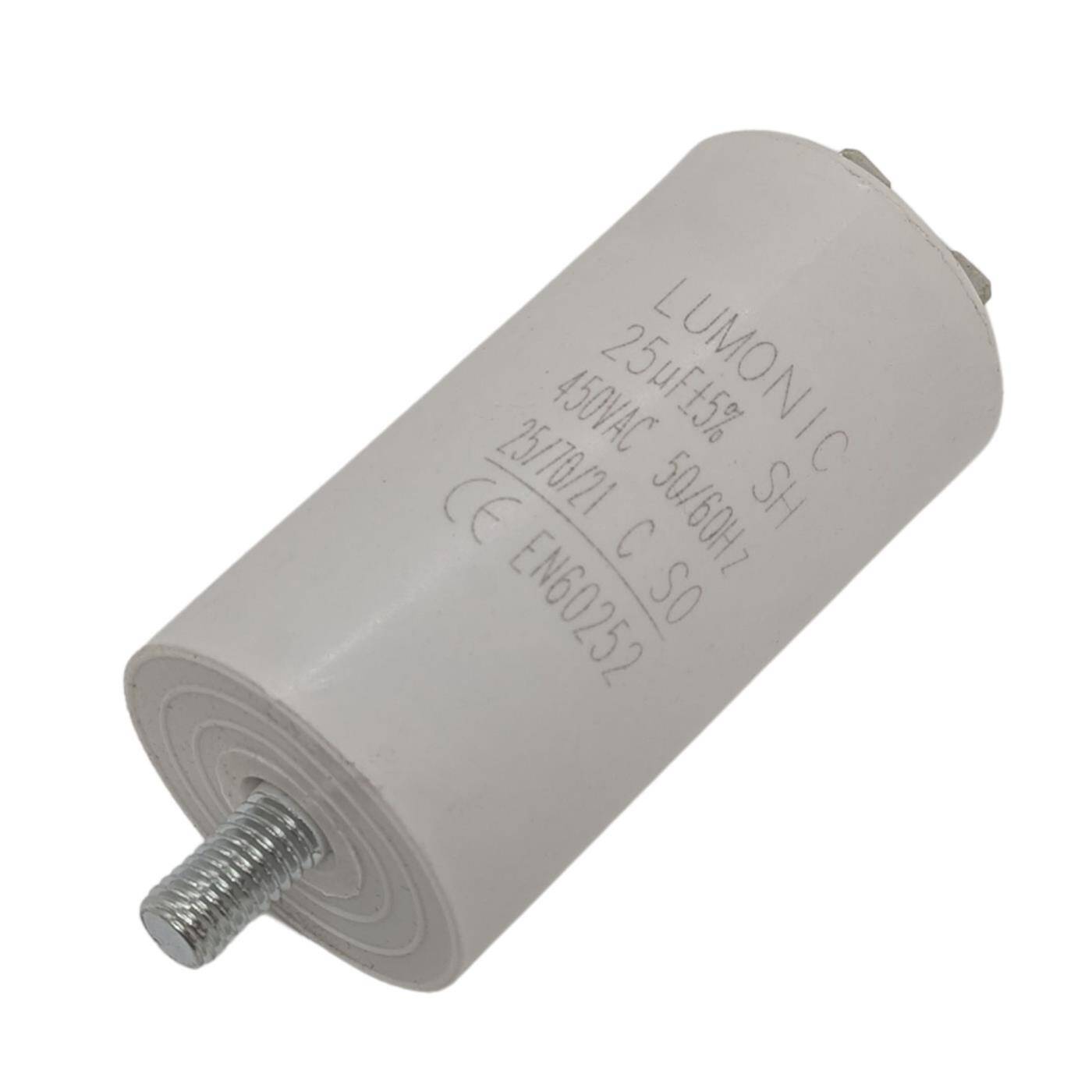 Anlaufkondensator 25µF 450V mit Stecker 6,3x0,8mm 38x75mm 25uF Motorkondensator mit Kunststoffgehäuse