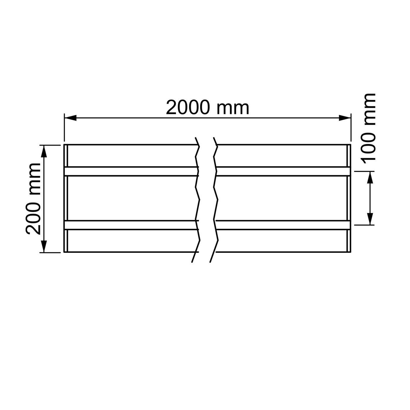 2m LED Drywall Panel gerade 2-track for 12mm Strip