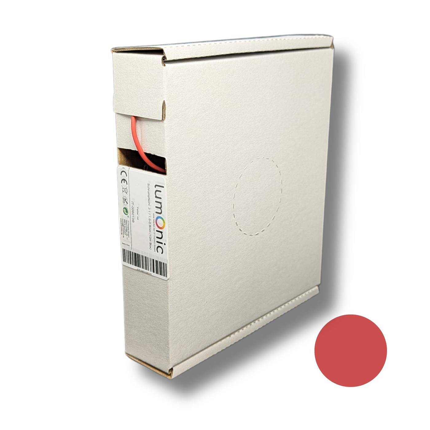 12m Schrumpfschlauch Box 2:1 1,6 -> 0,8mm Rot Flexibel