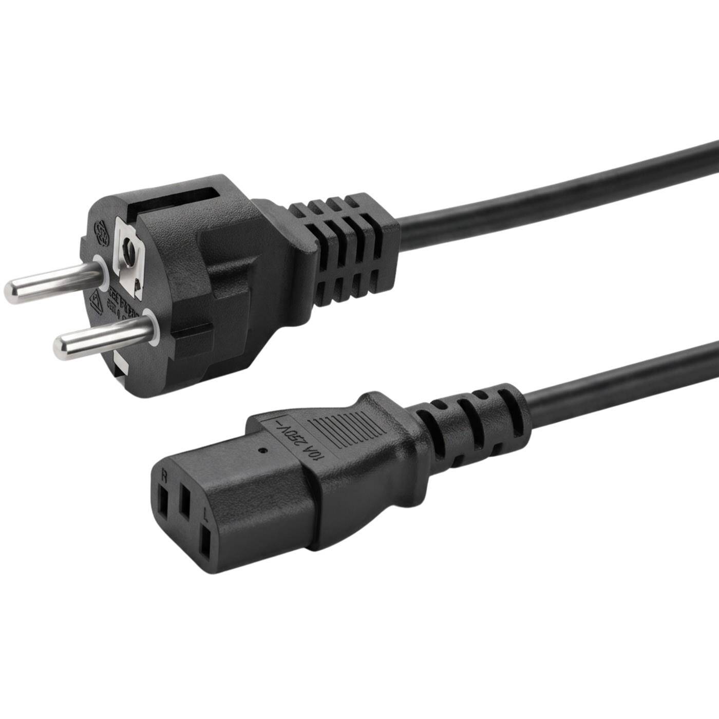 Lumonic Kaltgerätekabel Schuko auf C13, Schwarz 3 m, 230 V - Für PC, Monitor und NAS, klassischer Kaltgeräteanschluss C13, Knickschutz gegen Kabelbruch
