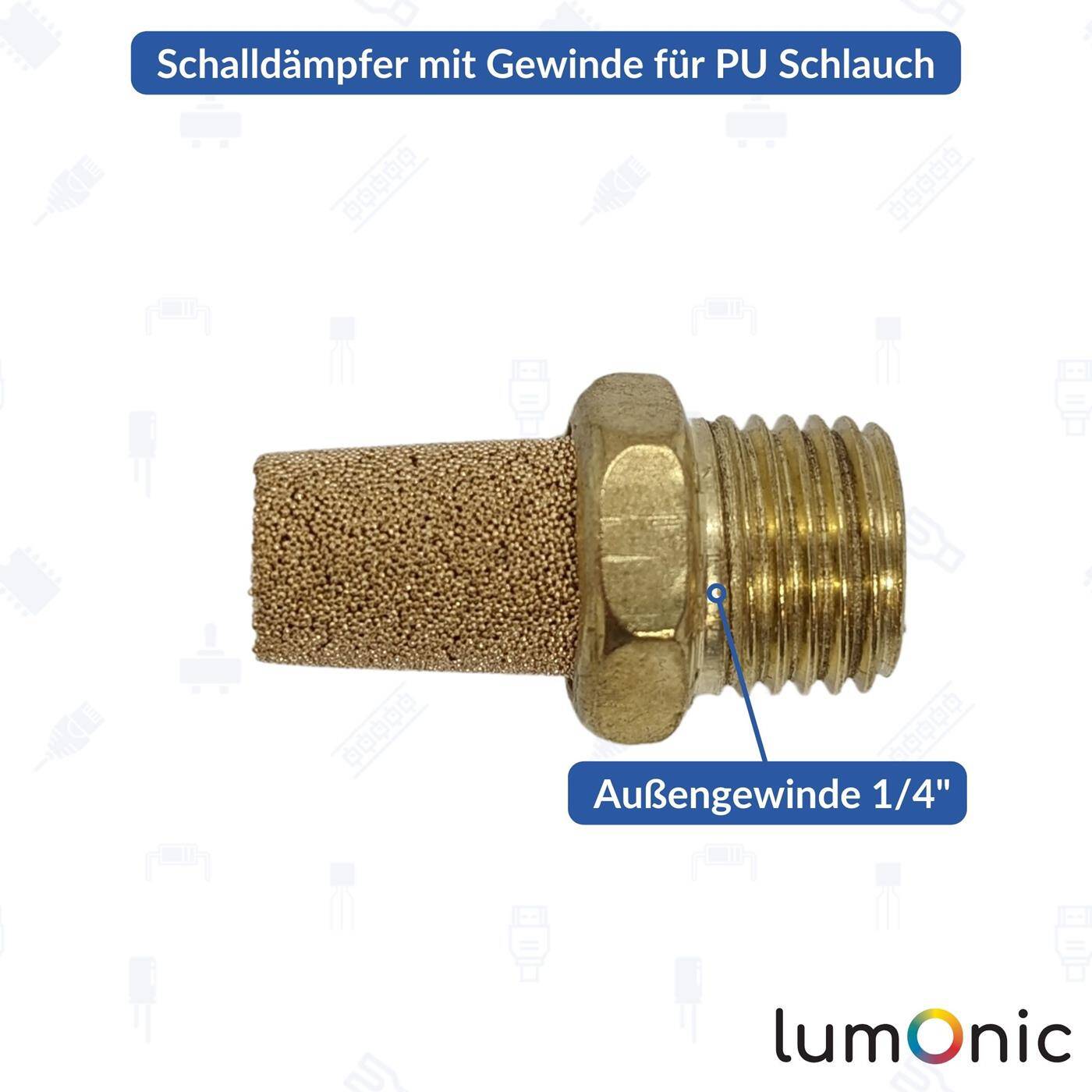 PU Schlauch Schalldämpfer mit Gewinde 1/4" Luftschalldämpfer pneumatischer Schalldämpfer Druckluft-Schalldämpfer Druckluft & Automatisierung