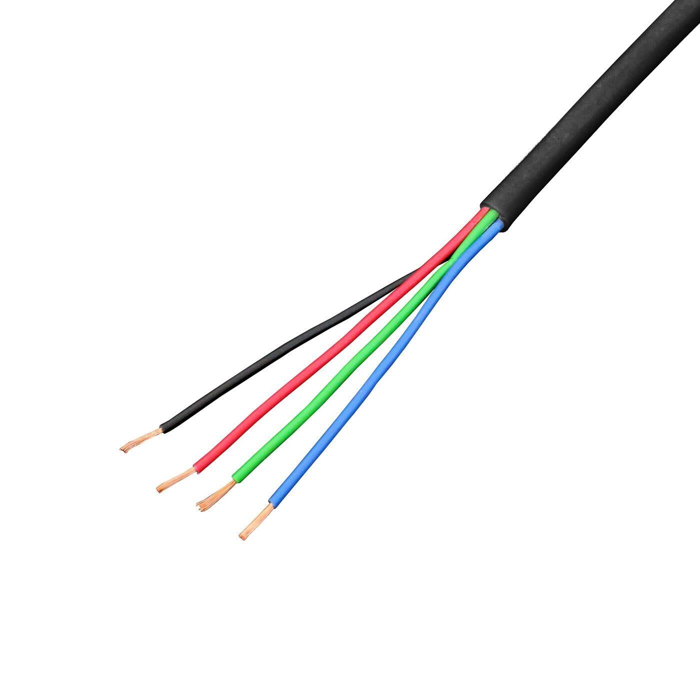 1m RGB LED Control cable 4x 0,34mm² LiYY Extension 4 wire Power cable Black UV resistant