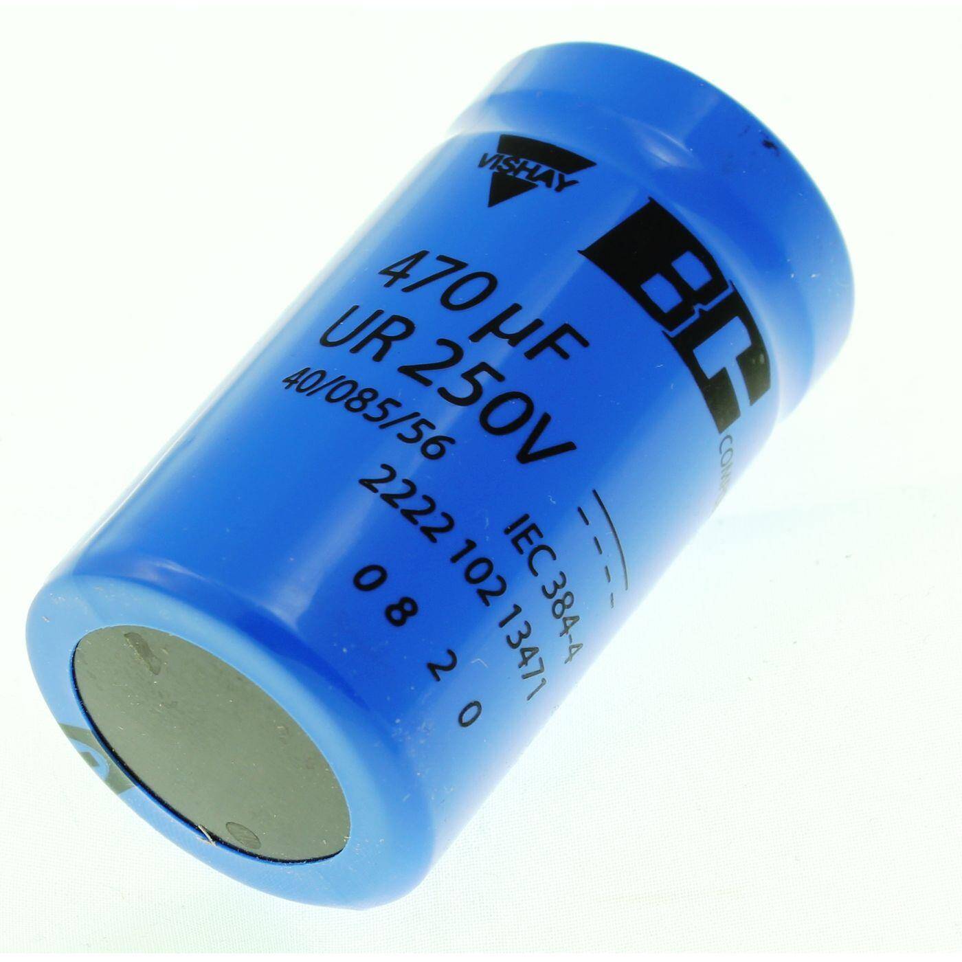 Schraub Elko Kondensator 470µF 250V | Elektrolytkondensator bis zu einer Temperatur von 85°C | 35x63mm | 470uF 222210213471 Vishay