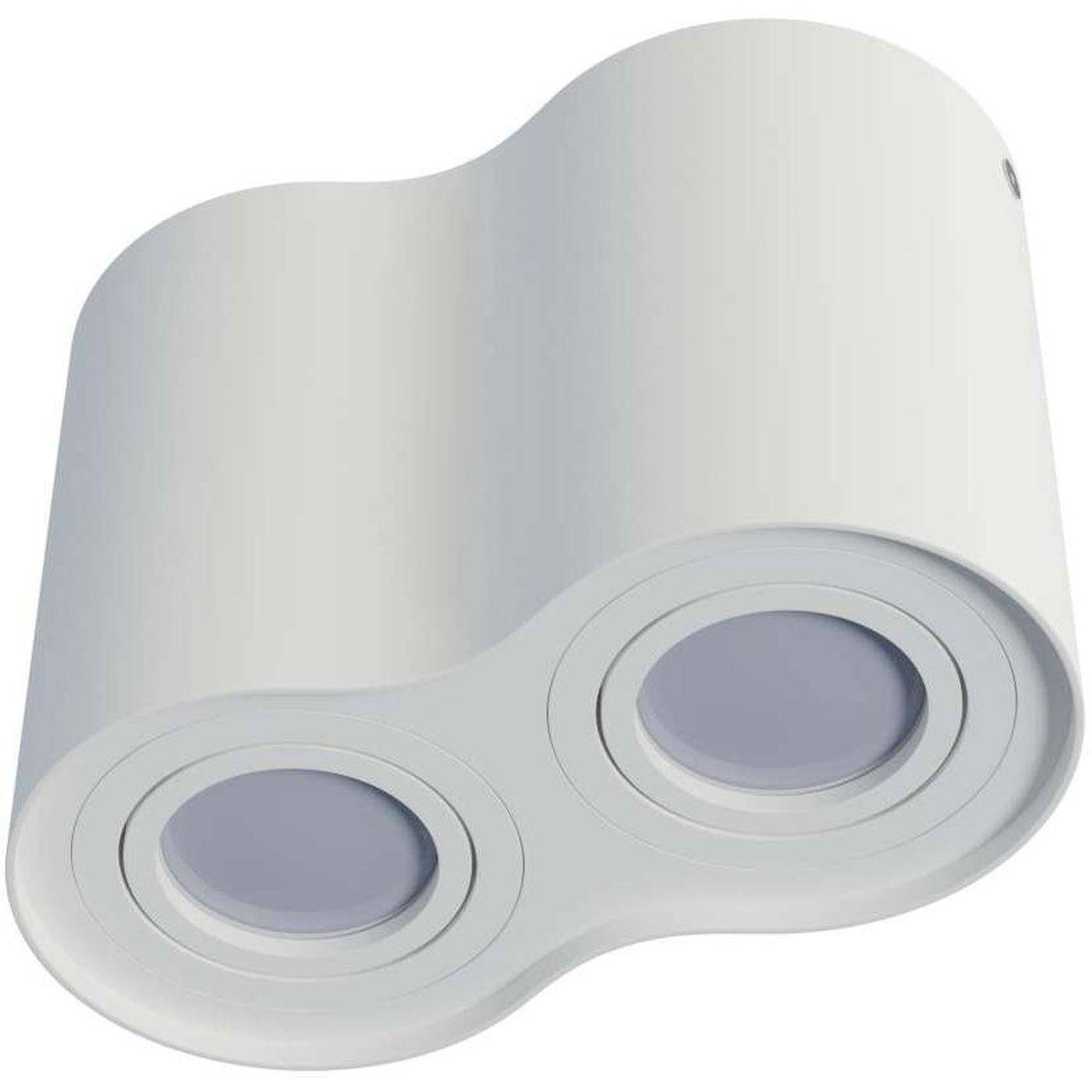 LED Surface mount frame Twin Round 175x95x125mm White Aluminium Swivelling Spot GU10 MR16