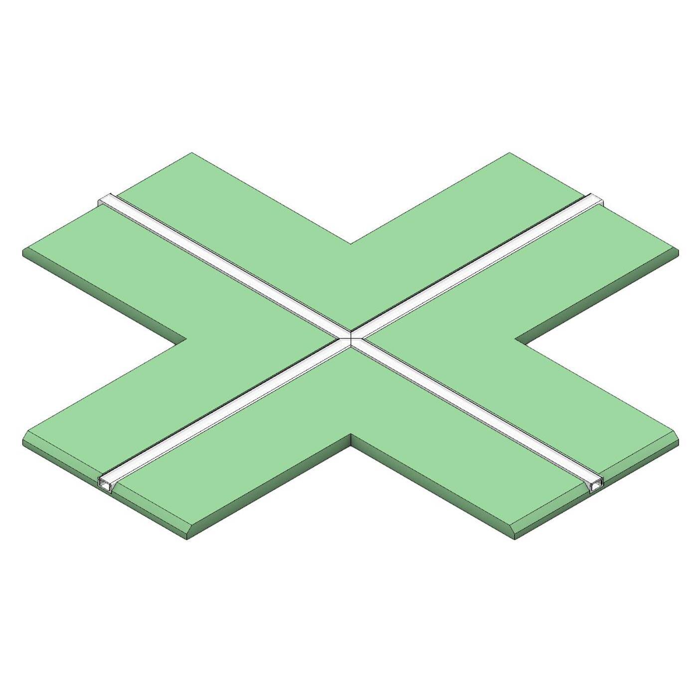 LED Trockenbau Paneel +-Form 1-läufig für 12mm Streifen LED Trockenbau Paneel +-Form 1-läufig für 12mm Streifen