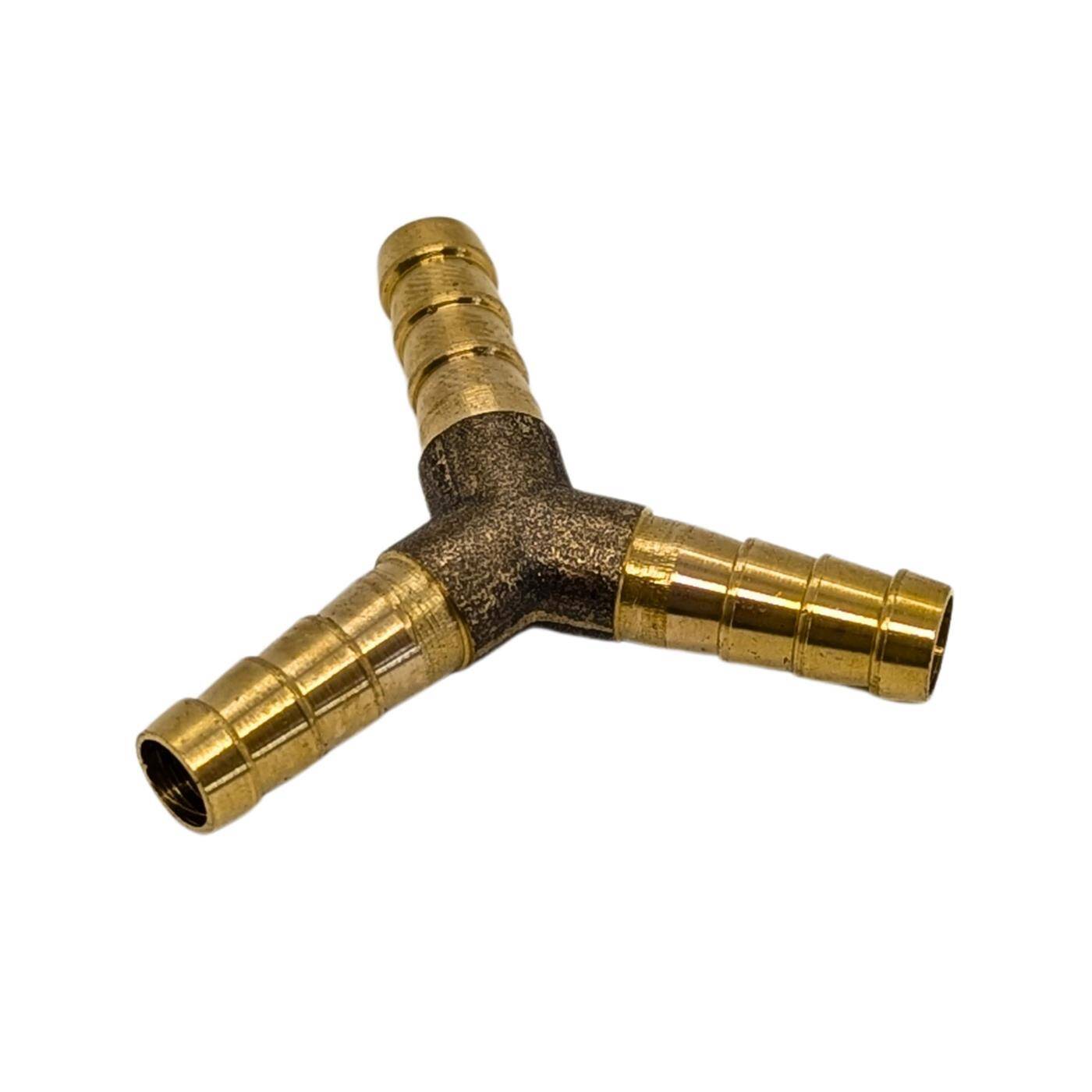 Y-Schlauchverbinder für 6mm (1/4") Schlauch aus Messing Y-Verbinder Y-Stück mit Dornenprofil Druckluft & Wasser für Werkstätten, Betriebe und Heimwerker