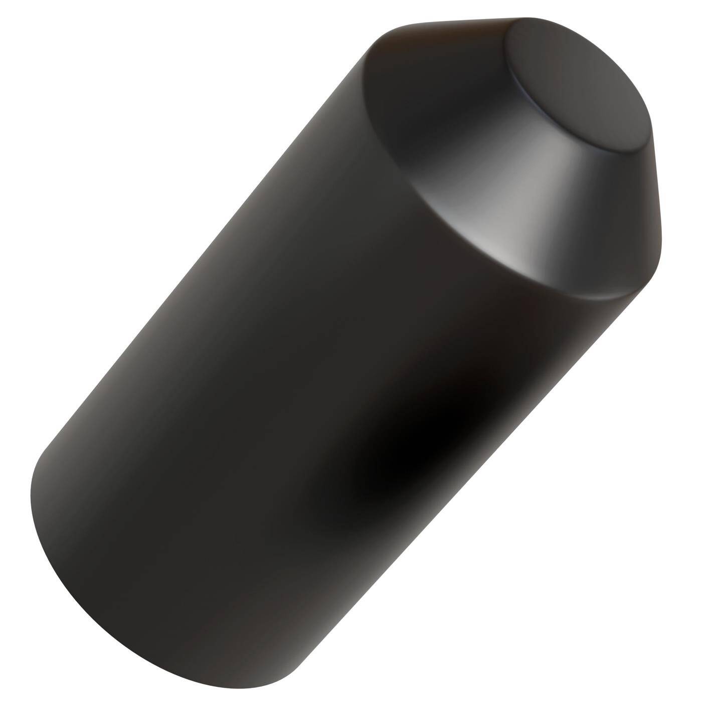 Heat-shrink end cap with adhesive 55 -> 25mm black Ratio 2:1 cross-linked polyolefin Shrink cap for cables, pipes and ropes