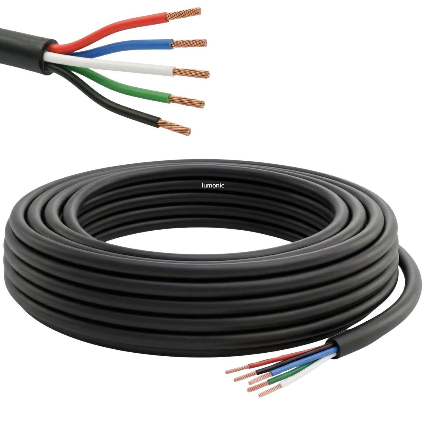 Lumonic 5x0,34mm² LED Control line black 1m | sheathed 2-core flexible cable | LiYY Extension, Power cable, LED supply line, Control cable