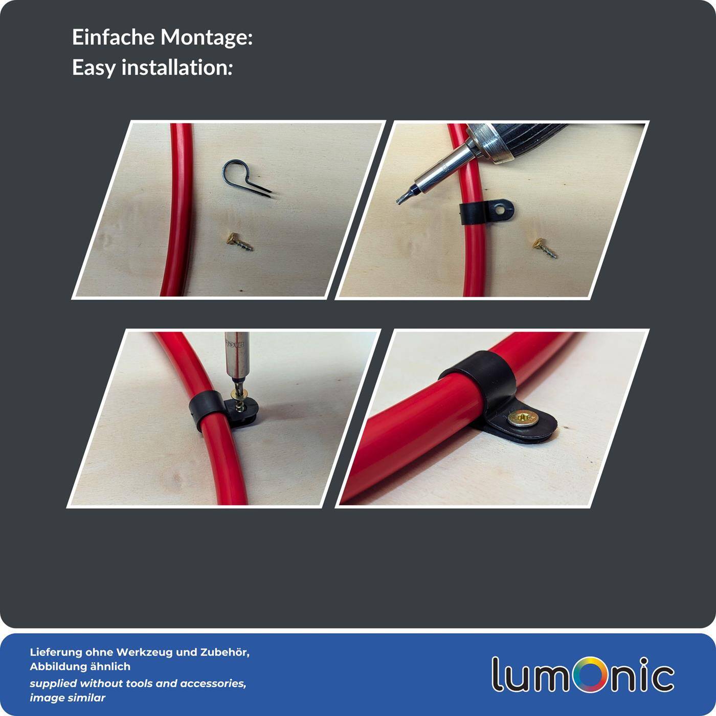 Lumonic Kabelclip Set 100x P-Clip I Perfekt geeignet für Kabel mit 12mm Durchmesser 1/2" I Auch als: Kabelschelle, Kabelhalter und Chassisklemmen einsetzbar