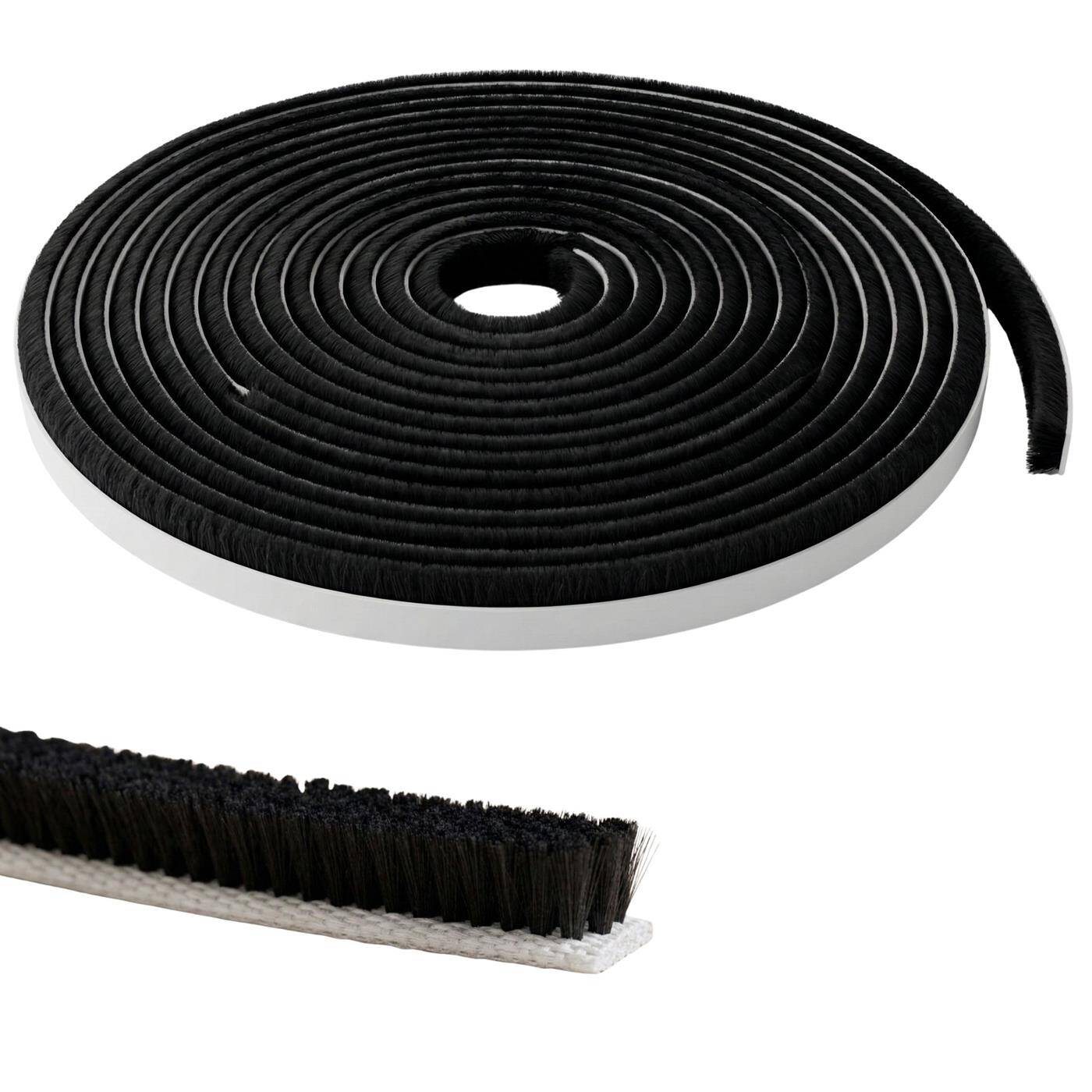 Lumonic 5m Brush seal black 4mm | Self-adhesive + Can be cut to size | Draught excluder, cold protection, insect screen for windows, doors, cupboards