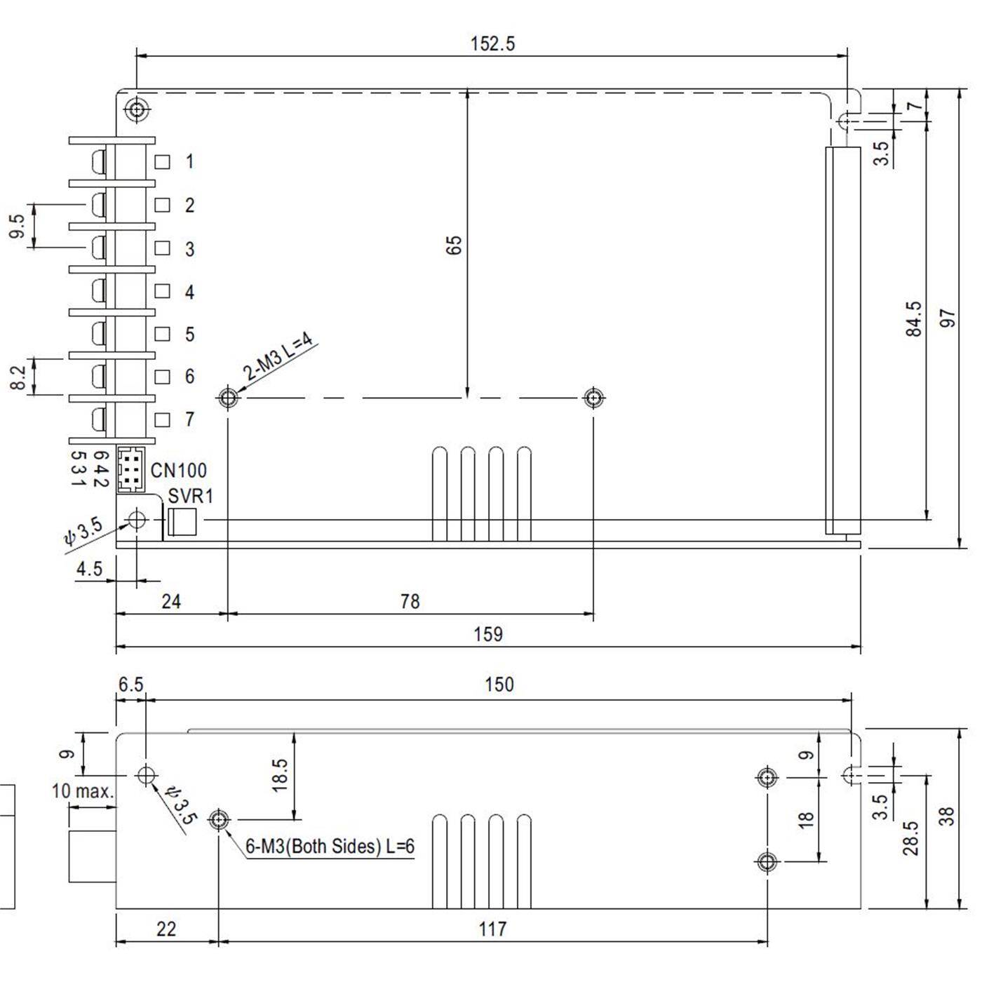 HRP-150-48 158,4W 48V 3,3A Industrielles Netzteil