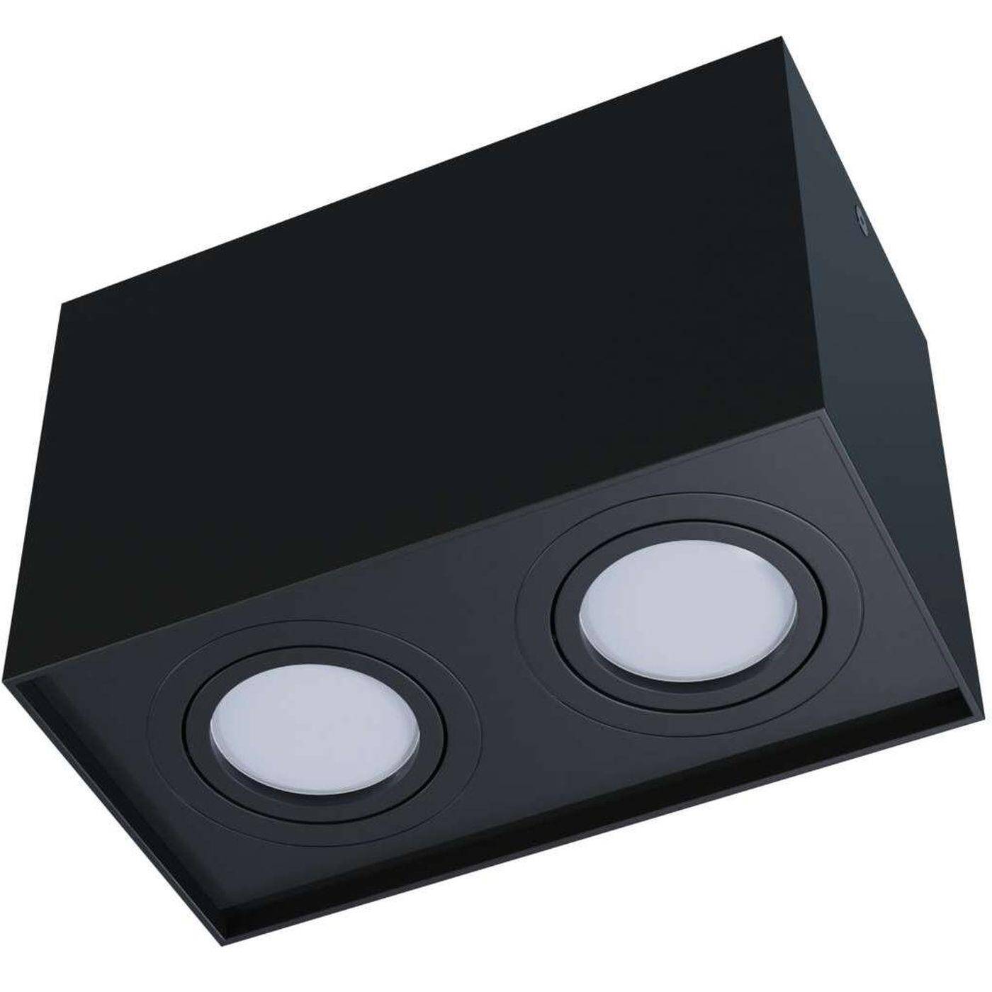 LED Aufbaurahmen Twin Quadratisch 175x95x125mm Schwarz Aluminium Schwenkbar Spot GU10 MR16