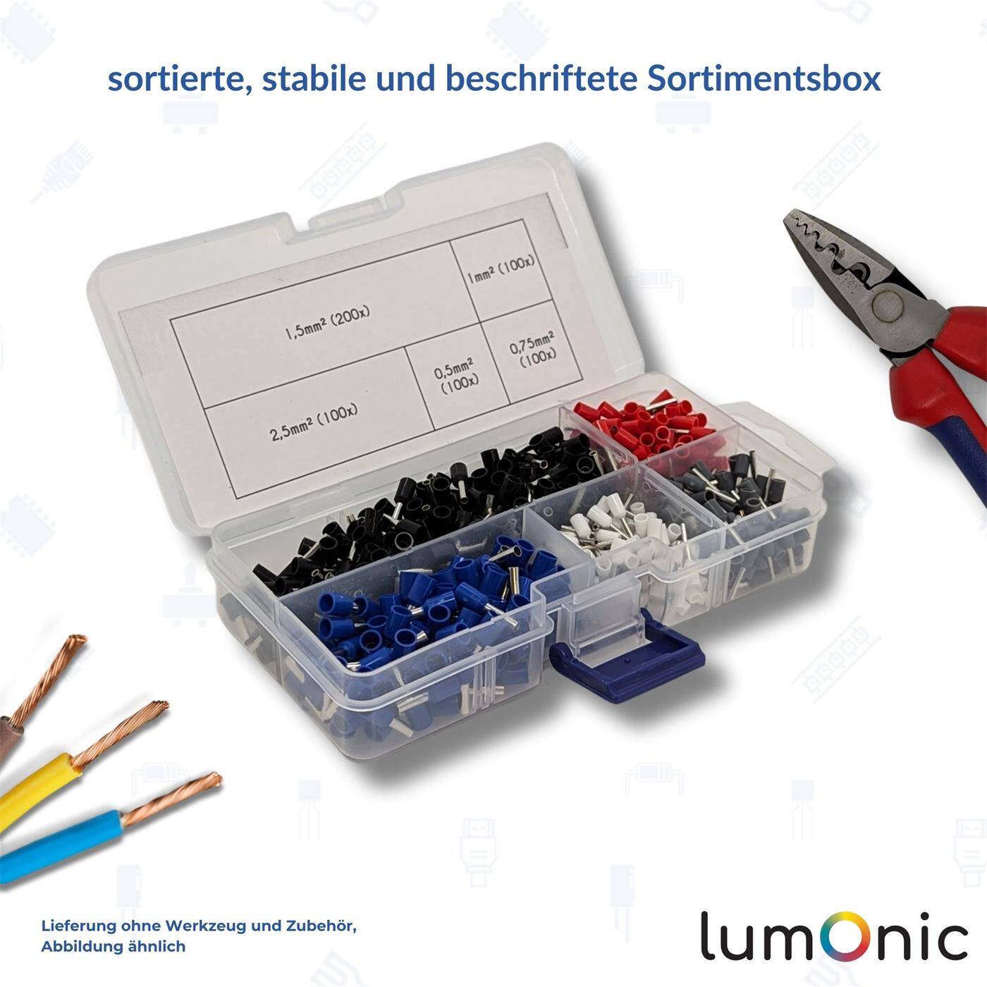 Aderendhülsen Set isoliert 0,5 bis 2,5mm² 600 Teile Aderendhülsen Sortiment ideal für Elektriker & Heimwerker