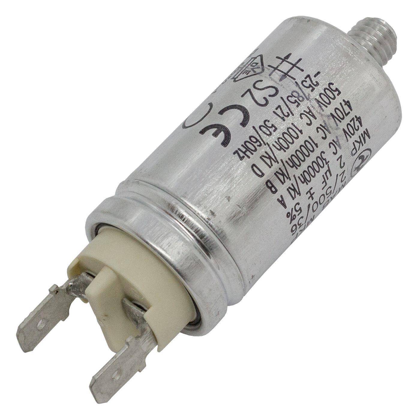 Anlaufkondensator Motorkondensator 2µF 470V 25x48mm Stecker 6,3x0,8mm Hydra MKP-500 2-A 2uF