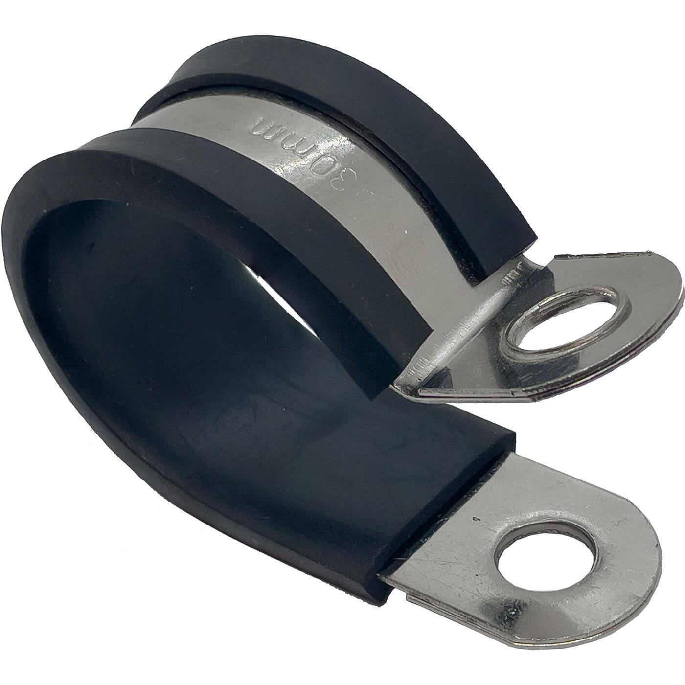 1x P-Clip Leitungsschelle Edelstahl V2A mit Gummi 30mm Rohrschelle Befestigungsschelle