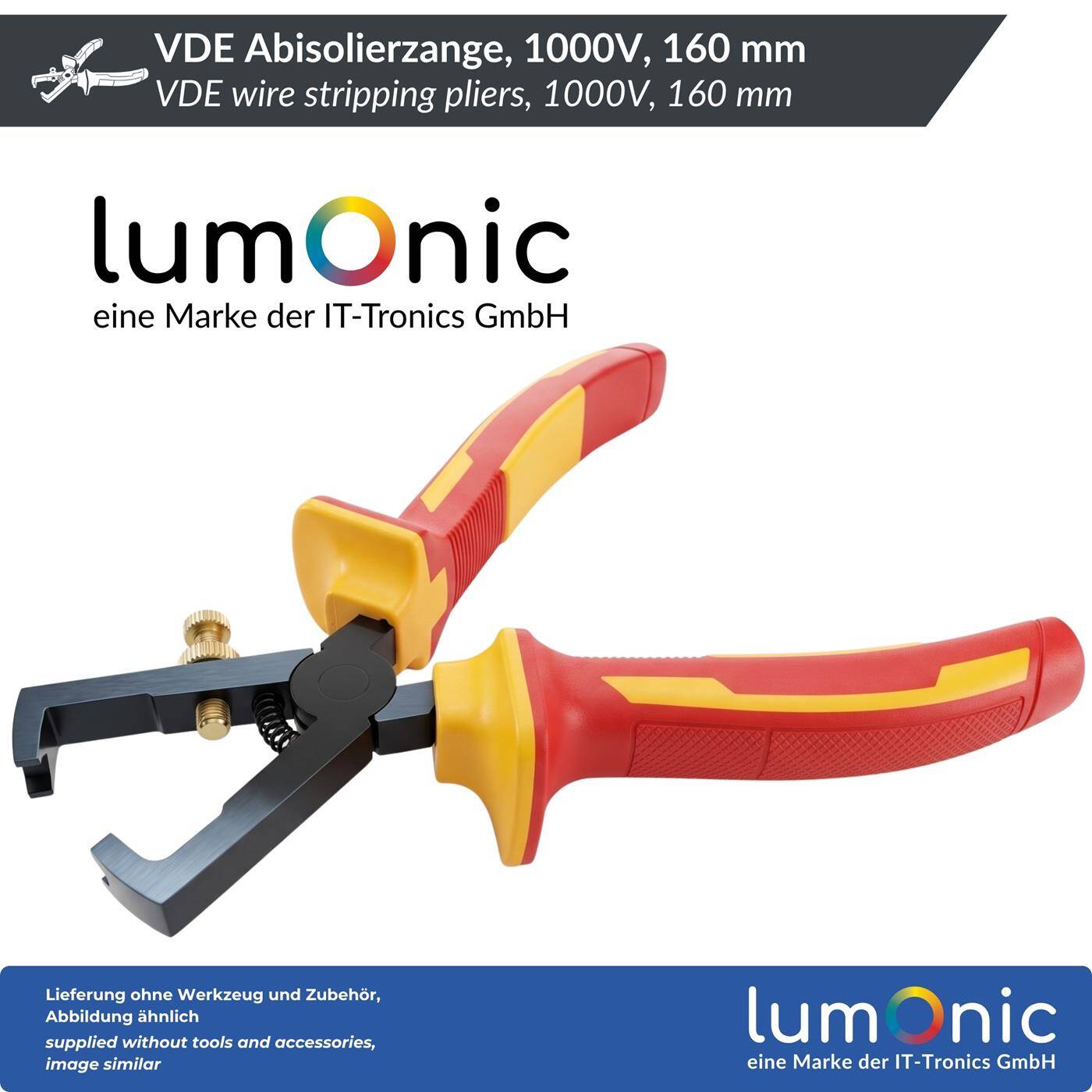 Lumonic VDE Wire Stripping Pliers 1000V, 0.5–6 mm², 160 mm — For cables up to 5 mm in diameter, 60CrV steel, two-component handle, for electrical installations and workshops