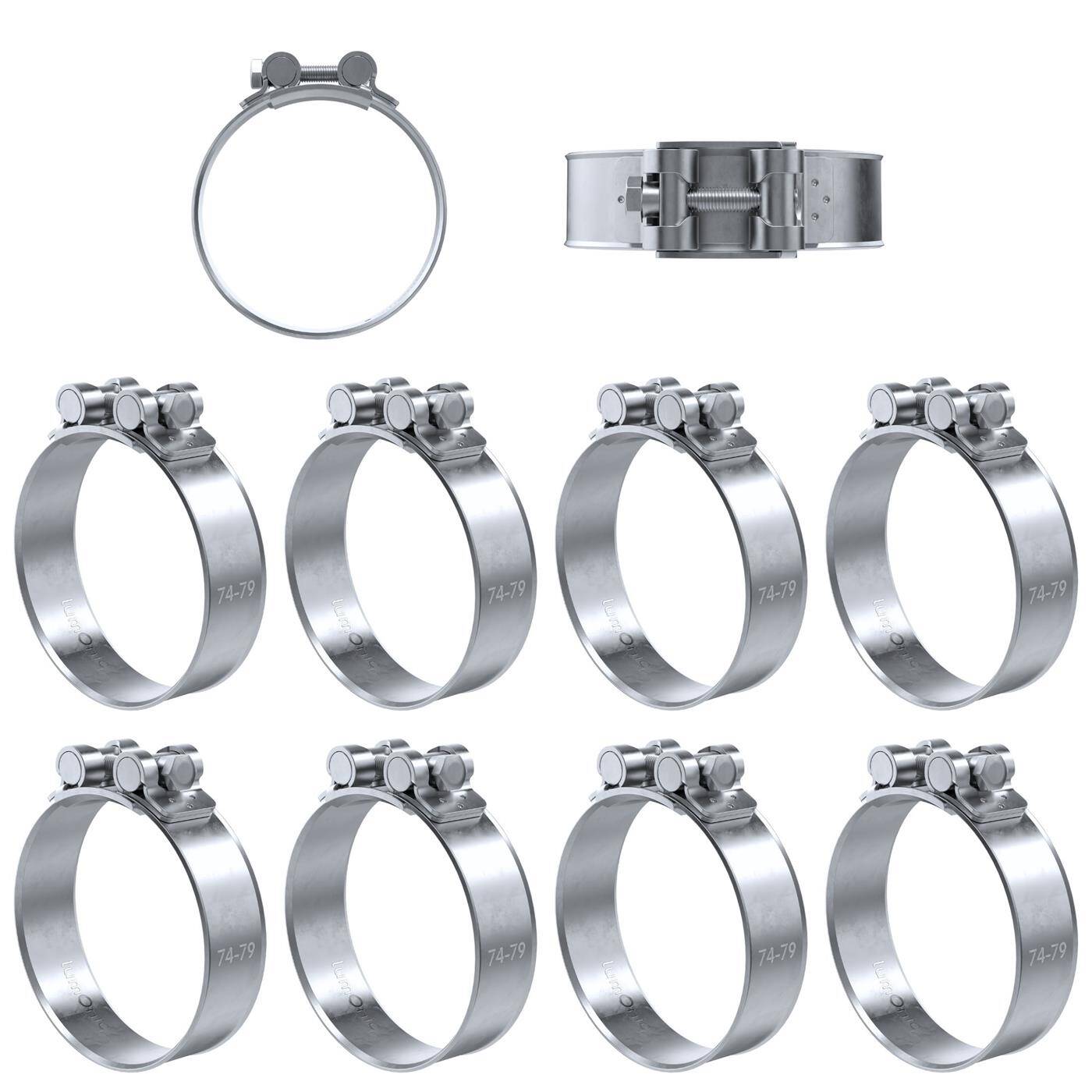 10x Lumonic Hinge pin clamp 74-79mm  Exhaust clamp for construction cars trucks