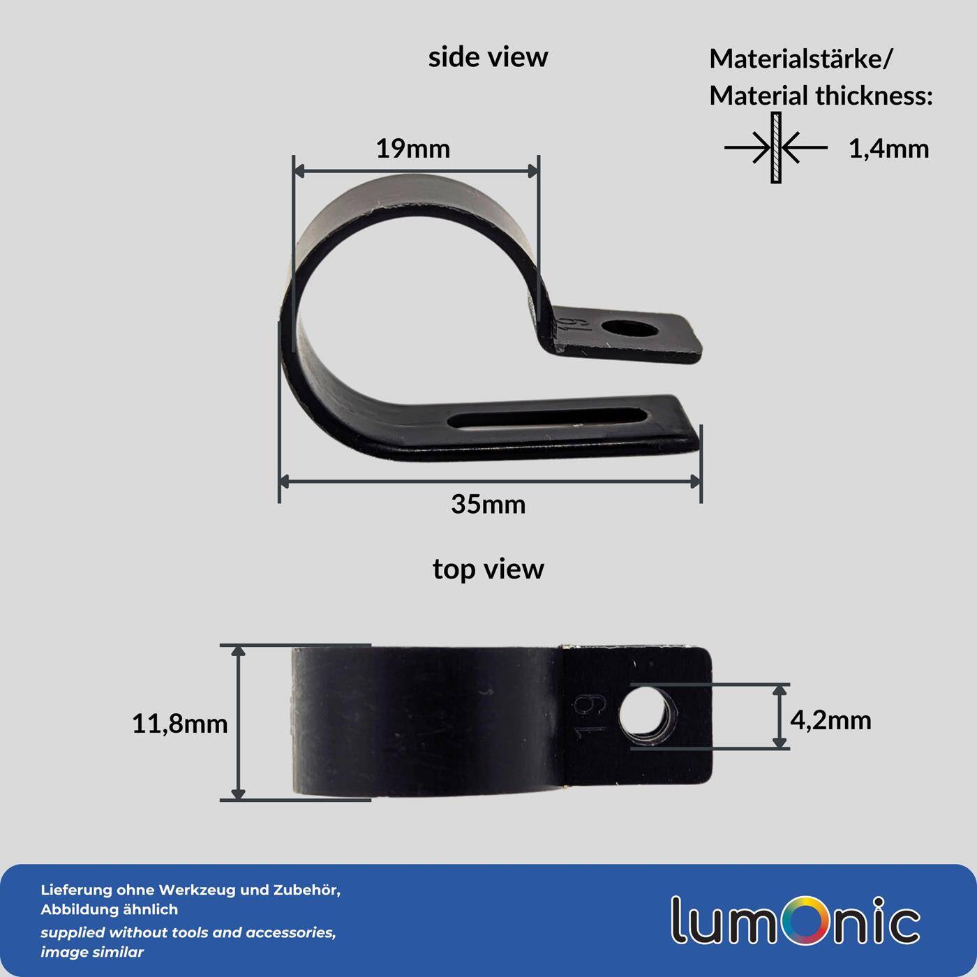Lumonic Kabelclip Set 100x P-Clip I Perfekt geeignet für Kabel mit 19mm Durchmesser 3/4" I Auch als: Kabelschelle, Kabelhalter und Chassisklemmen einsetzbar