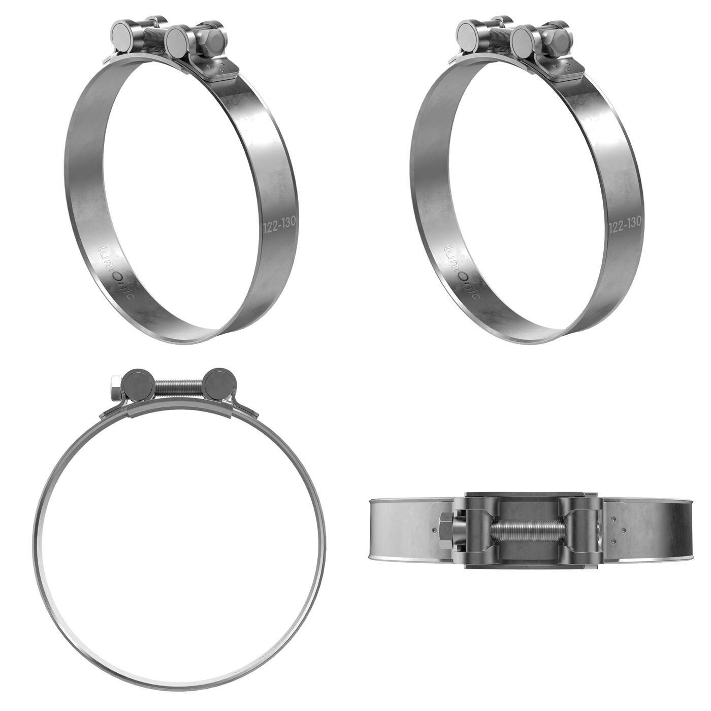 4x Lumonic Gelenkbolzenschelle Edelstahl 122-130mm V2A Auspuffschelle für Bau PKW LKW
