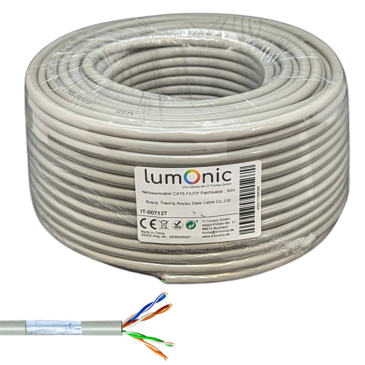 50m Netzwerkkabel Patchkabel CAT6 F/UTP Ethernet LAN Kabel CAT6 CAT.6