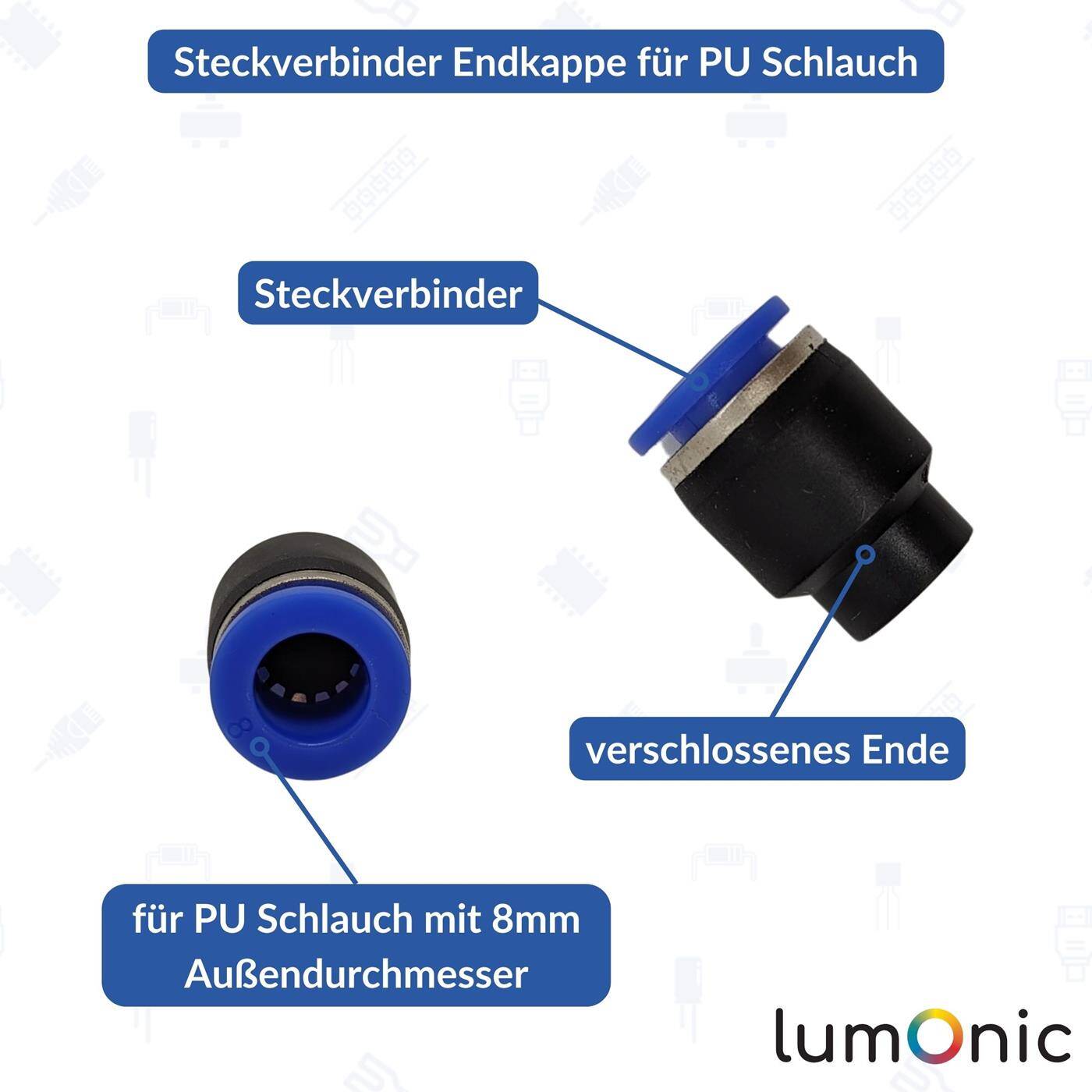 PU Schlauch Verschlusskappe 8mm Blindkappe Abdichtung pneumatische Endkappe Steckverbindung Druckluft & Automatisierung PU Schlauch Verschlusskappe 8mm Blindkappe Abdichtung pneumatische Endkappe Steckverbindung Druckluft & Automatisierung