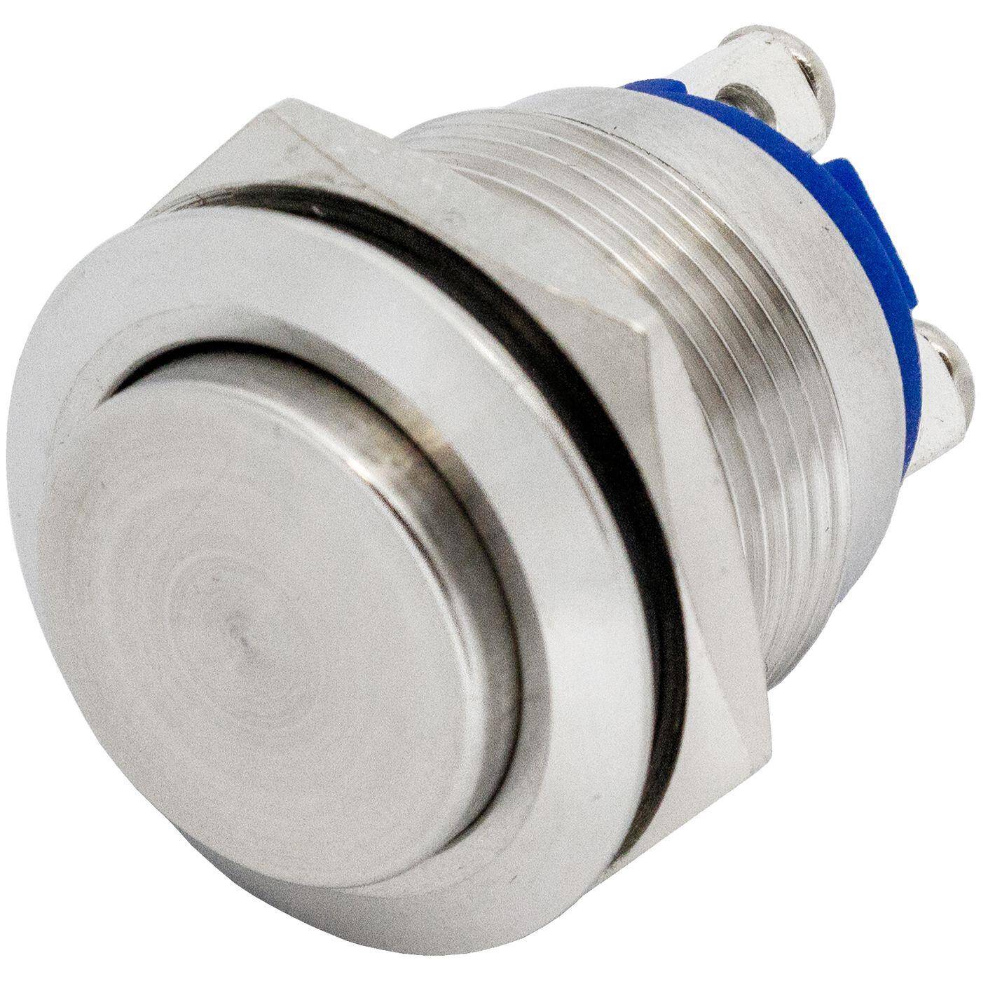 Lumonic Edelstahl Drucktaster erhaben 19mm Durchmesser Button I Maße: Schraubanschluss 250V 3A I Vandalismussicher nach dem IP65 Standard