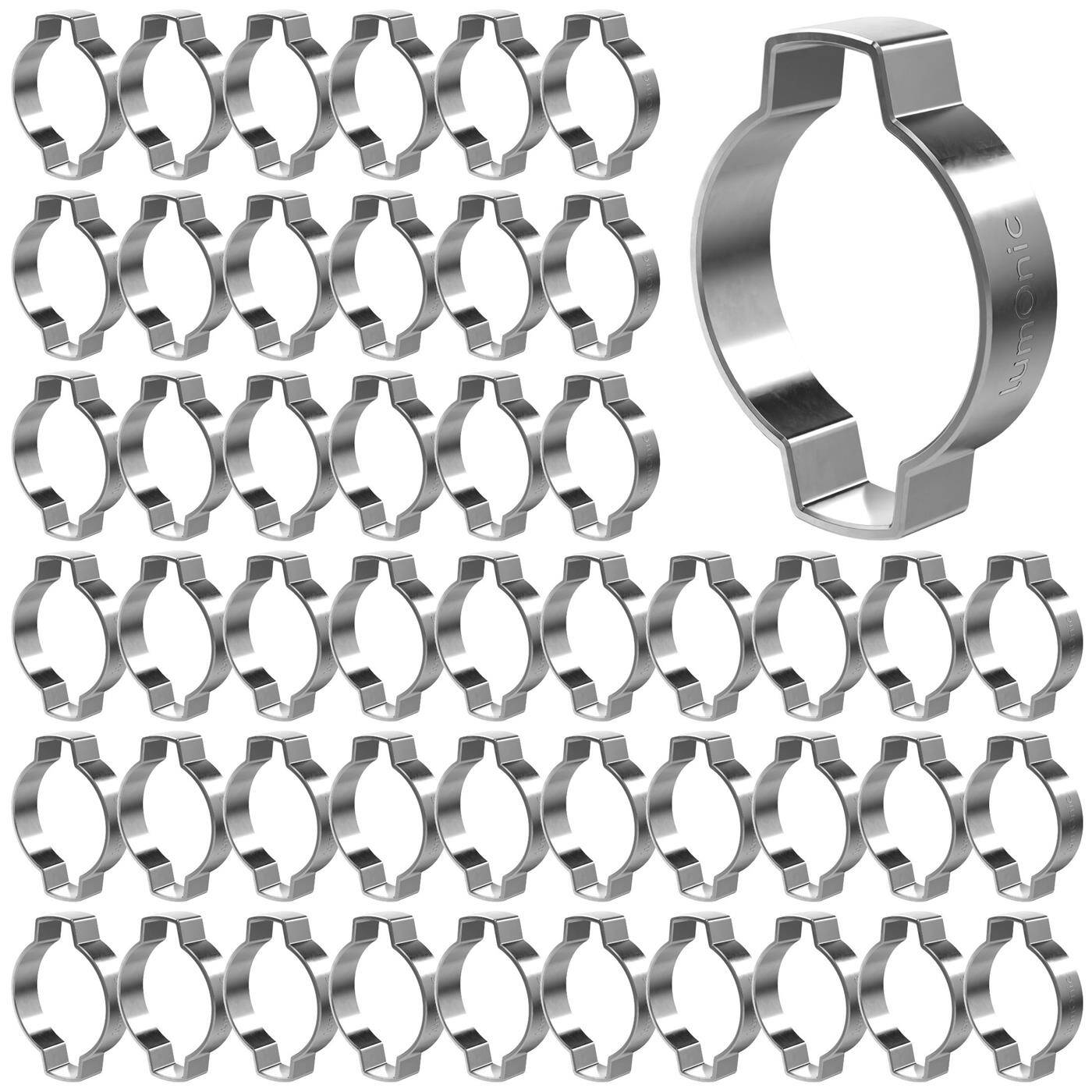 Lumonic I 50x 2-ear clip 28-31mm I V2A Stainless steel I Two-ear clamp I Hose clamp I for Compressed air, Pipe systems, Garden, CAR