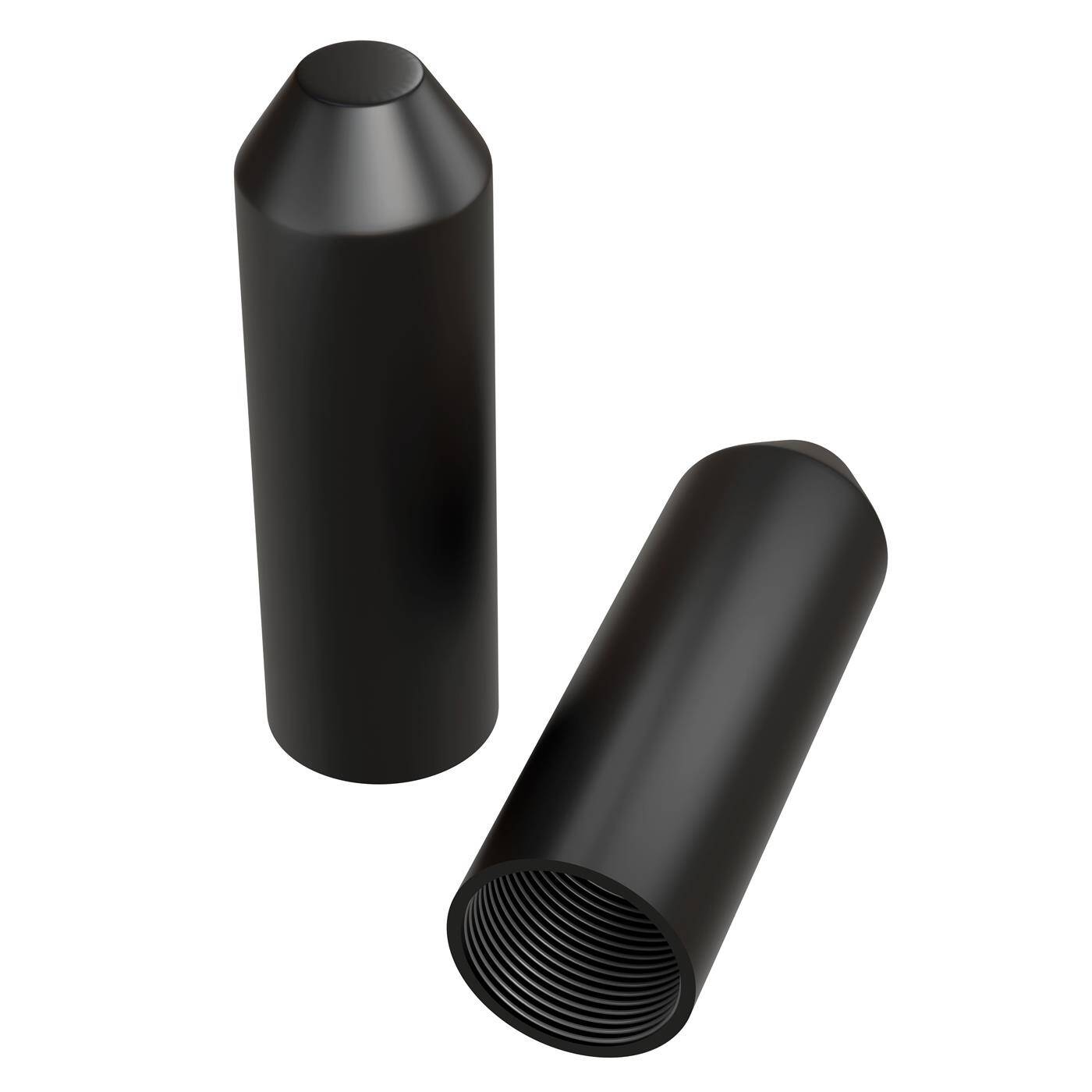 Heat-shrink end cap with adhesive 12 -> 4mm black Ratio 3:1 cross-linked polyolefin Shrink cap for cables, pipes and ropes