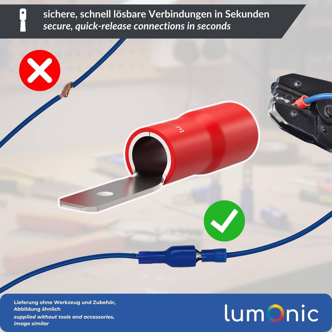 25x Flachstecker teilisoliert 0,5-1,5mm² Steckmaß 0,8x2,8mm Rot Steckverbinder Messing verzinnt