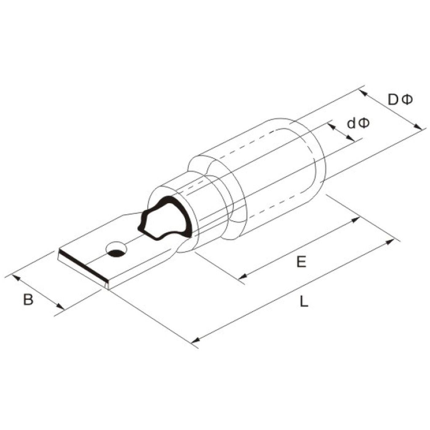 25x Flachstecker teilisoliert 4-6mm² Steckmaß 0,8x6,4mm Gelb Steckverbinder Messing verzinnt
