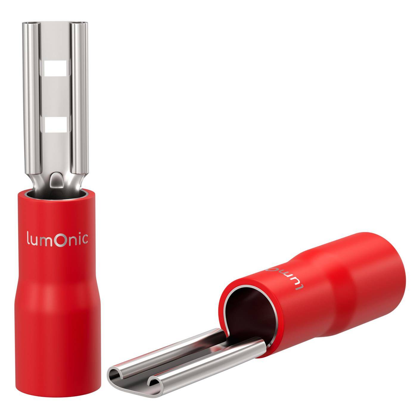 25x Flachsteckhülse teilisoliert 0,5-1,5mm² Steckmaß 0,8x2,8mm Rot für Flachstecker Messing verzinnt