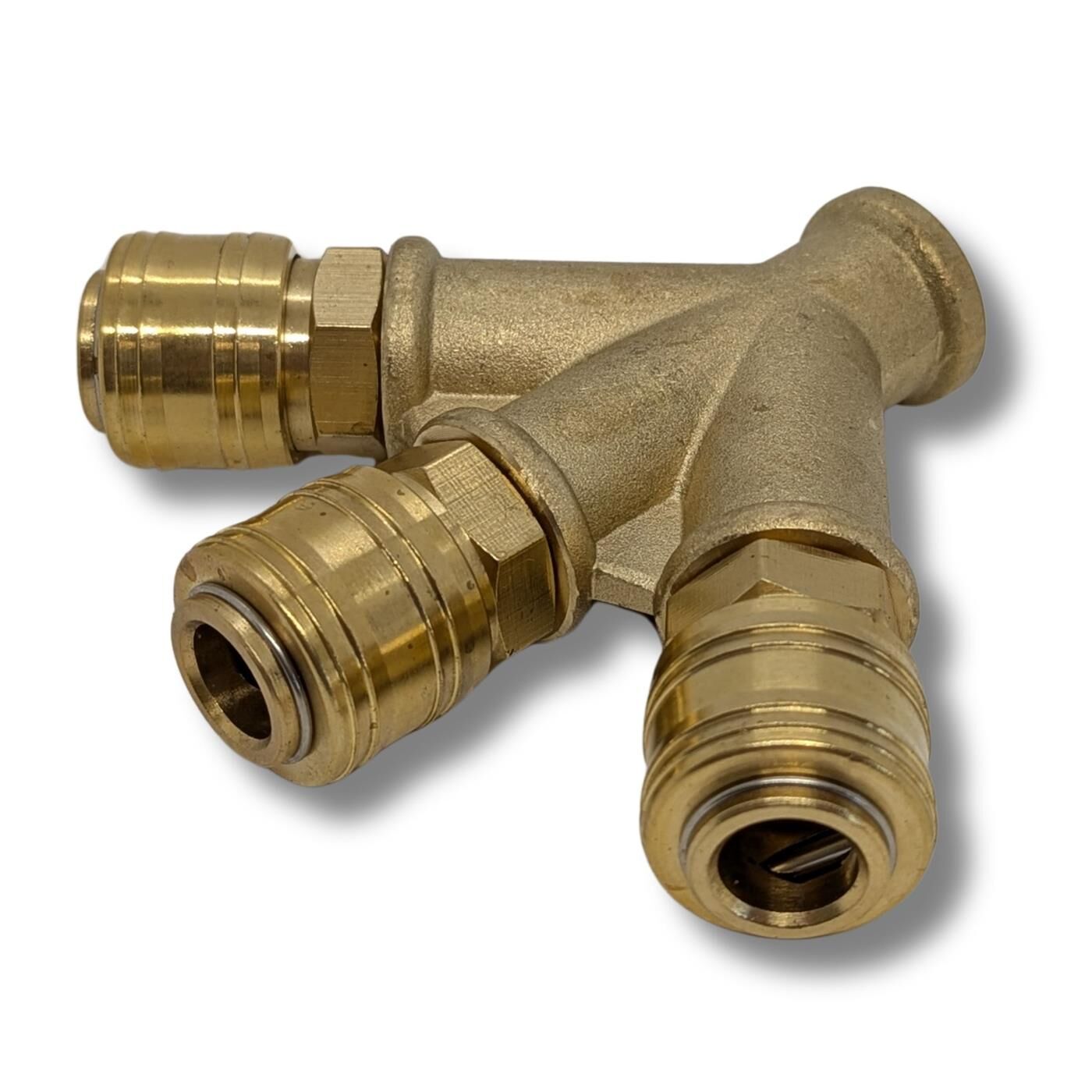 Compressed air distributor 3-fold I with internal thread 3/8" I made of brass I Compressed air distributor I Compressed air diverter I Quick coupling I Multiple distributor I for workshops, businesses and DIY enthusiasts