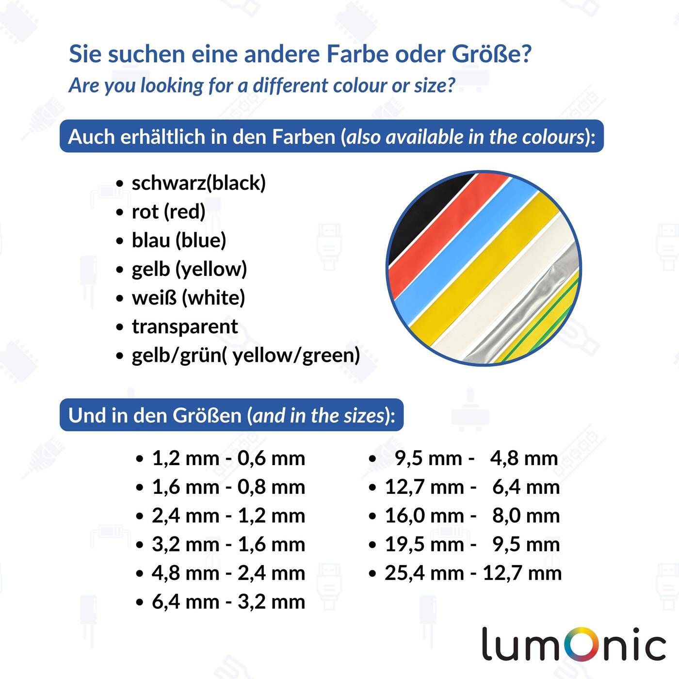 Lumonic 5m Schrumpfschlauch Box 2:1 Weiss - Hier von: 16mm auf 8mm - Dickwandiger Schrumfpschlauch in verschiedenen Größen
