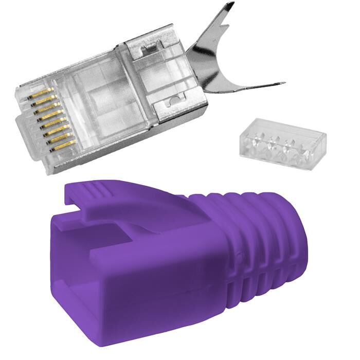 10x Network connector RJ45 Plug Purple CAT5 CAT6 CAT7 LAN gold plated contacts