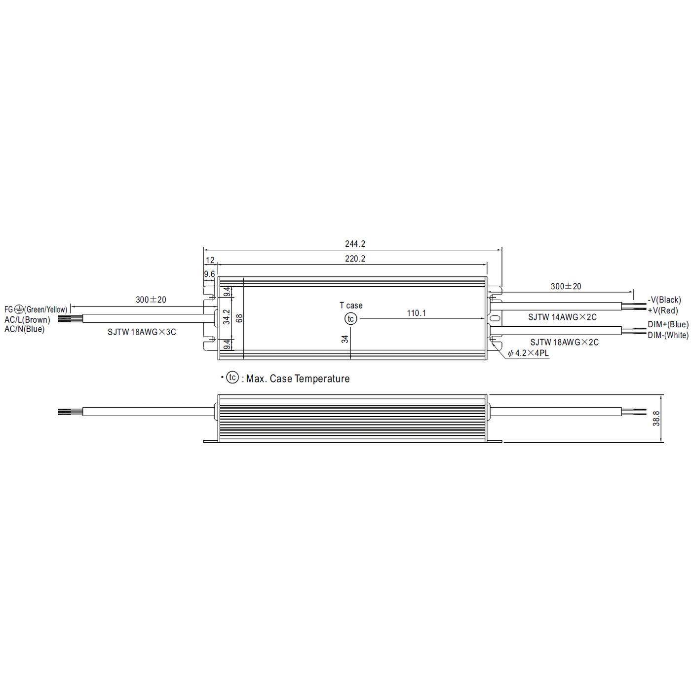 MEAN WELL HLG-240H-12B 192W 12V 16A LED Netzteil IP67 Dimmbar 0-10V PWM
